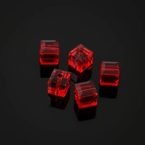 Miniatura 4 de 50 cuentas de cristal sueltas de Adabele Austrian de 0.236 in en forma de cubo rojo siam compatibles con cristales de Swarovski Preciosa 5601 SSC605