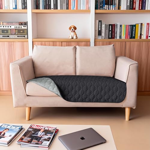 Image of gogobunny 100% Double Sided Waterproof Dog Blanket Soft Pet Bed Cover Reversible Protect Furniture Couch Sofa Car for Puppy Cat Kids (Dark Charcoal /Light Charcoal, 32x53 Inch (Pack of 1))