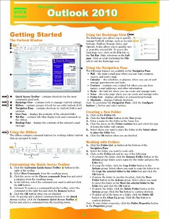 Outlook 2010 Quick Source Reference Guide: Quick Source: 9781935518051 ...
