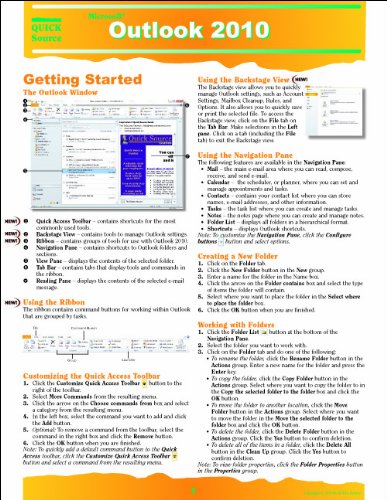 Outlook 2010 Quick Source Reference Guide: Quick Source: 9781935518051 ...