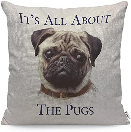 WONDERTIFY Pug Dog Cushion Cover Lettering It's All About The Pugs Throw Pillow Covers Cushion Case For Couch Home Decor 45X45 Cm