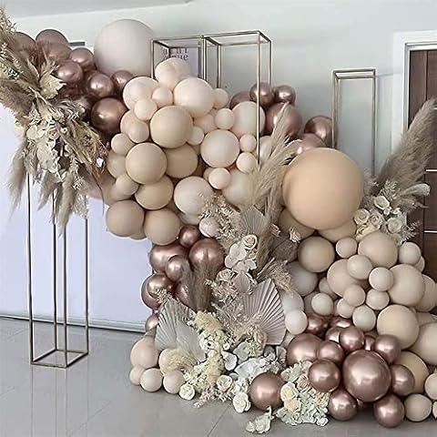 167Pcs Boho Balloons Garland Arch Kit Double Stuffed Nude Neutral Balloons Chrome Champagne Balloons Ivory Beige Cream Peach Balloon Garland Kit For Bridal Shower Baby Shower Party Decorations Cover