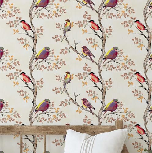 Papier peint adhésif oiseaux S4Sassy pour rénover sans abîmer - 2