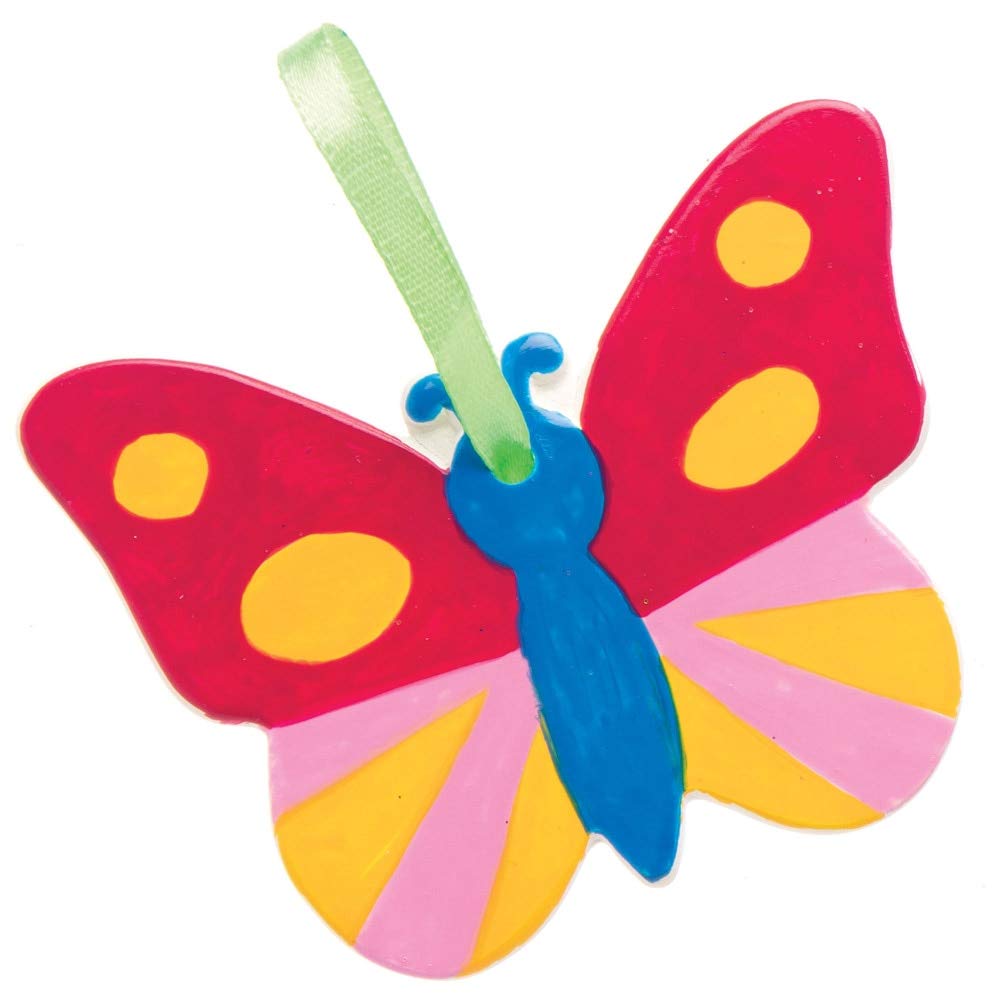 Baker Ross AT875 Butterfly Ceramic Decorations - Pack of 5, for Kids Arts and Crafts Projects