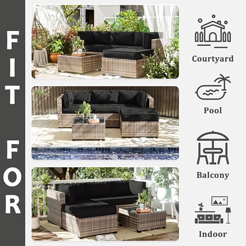 Tounosnt 9Pcs Outdoor Chair Cushions Covers Waterproof Anti-Fading for 5 Pack Patio Set Cushion Slipcovers, Outdoor Furniture Cover Replacement, Covers Only, Black by Tounosnt - Used condition - Image 7