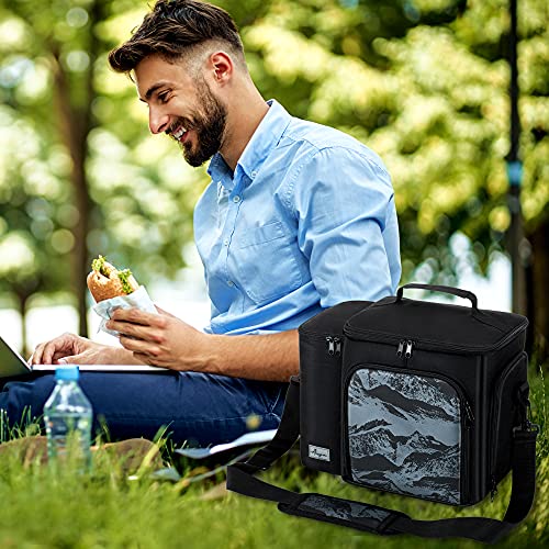 Ausprn Lunch Box For Men Heavy Duty, Large Insulated Lunch Bag For Men Women Adults, Reusable Mens Lunch Box Cooler For Work Driver Picnic Camping, Black #TOP6
