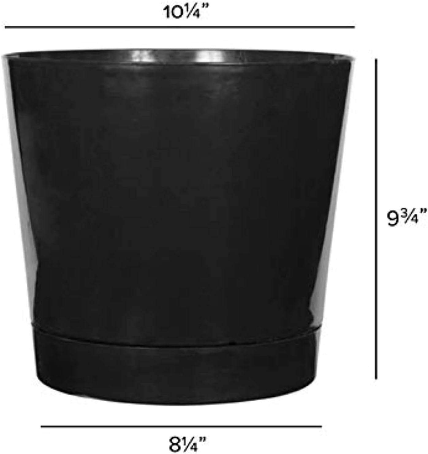 Root & Vessel Majestic Full Depth Round Cylinder Pot, Glossy Black, 10-Inch (10108) image 2