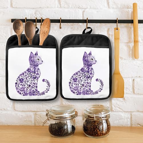 Maniques chat violettes pour une cuisine créative et sécurisée