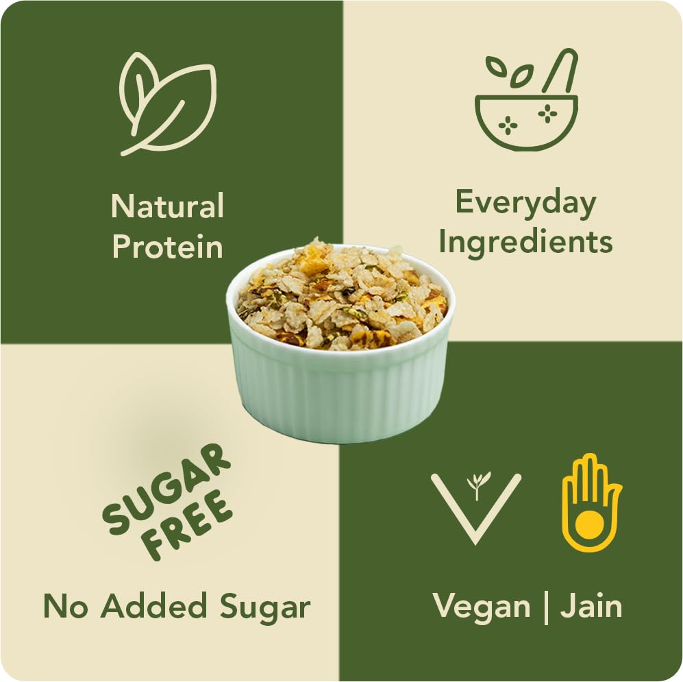 Image of Svasthyaa High Fibre Millet Mix | Roasted Chivda Namkeen with Jowar, Chana Jor, Moong Jor & Corn Flakes | Healthy Ready to Eat Indian Snacks for Adults & Kids | Fresh Roasted Mixture, High Protein Snack, Sugar Free, Gluten Free, Diabetic Friendly Jain Snack | 220g - Pack of 1