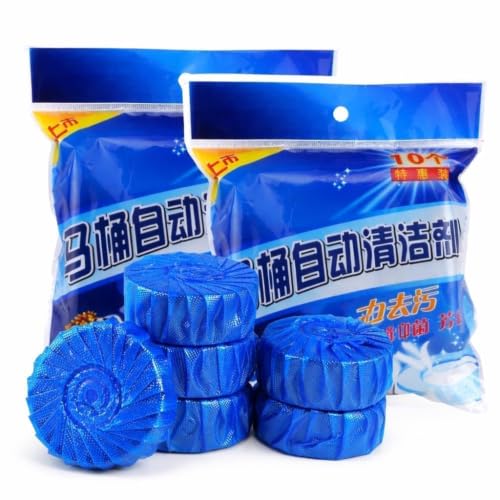 Image of Automatic Toilet Cleaner Tablets - Long Lasting Effervescent WC Bowl Cleaner for Commode Tank | Removes Limescale Stains, Deodorizer & Freshener (Pack of 10)