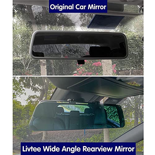 LivTee Anti Glare Rear View Mirror 12.4''(312mm), Wide Angle Panoramic Convex Curve Rearview Mirror Clip on Original Mirror to Eliminate Blind Spot and Antiglare for Cars SUV Trucks