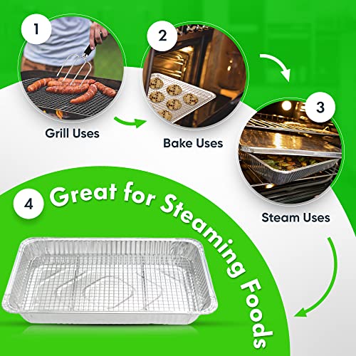 Nagid 100% Stainless Steel Rack - Fits Standard 21” X 13” Disposable Aluminum Pan – Size 18” X 10.5” X 1.5” - Great For Steaming - Cooling – Baking – Roasting - Grilling #TOP2