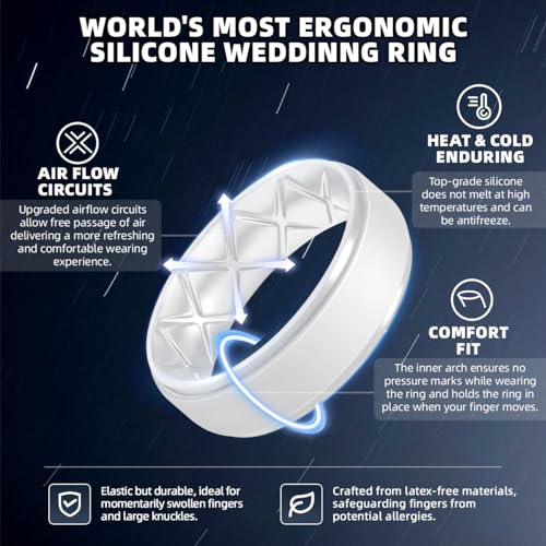 image for Egnaro Men's Rings 8.5mm Wide-2mm Thick Inner Arc Ergonomic Breathable