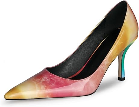 LYZ-SHOP Zapatos Tacón Aguja Puntiagudo, Tacón Medio De 8 Cm Mujer  Stilettos Sandalias, Costuras De Color Degradado Dedo Cerrado Pumps High  Heels, Elegantes Charol Corte Zapatos : Amazon.es: Zapatos y complementos