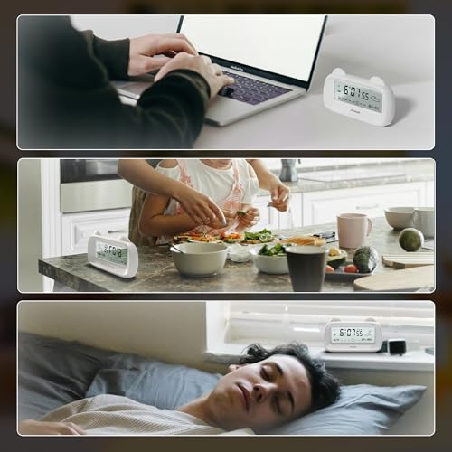 Image of OWNAIR Digital Clock for Table | Digital Alarm Clock with Simulated Weather, Temperature & Humidity Sensor, Date & Time, Dual Alarm & Backlight | Ideal for Heavy Sleepers, Bedroom, Study & Office