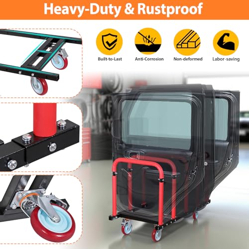 Chintooler Heavy-Duty Door Holder Cart with Sliding Hanger & 5" Wheels, Storage Cart Hanger Rack Fits 2007-2024 Jeep Wrangler JK/JL/Gladiator JT & 2021-2024 Ford Bronco by Chintooler - Image 5