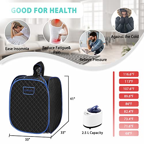 Simivol Portable Steam Sauna For Home Spa, Personal Steam Sauna Tent Indoor With Steamer, 1 Person Steam Room With Foldable Chair& Remote Control(Black) #TOP1