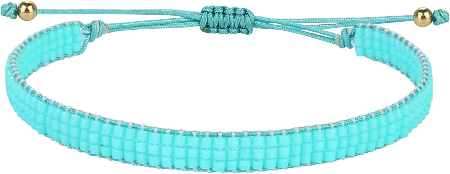 KELITCH Seed Bead Bracelets Pure Color Bangle Bracelets Handmade Braided Friendship Wrap Bracelet for Women