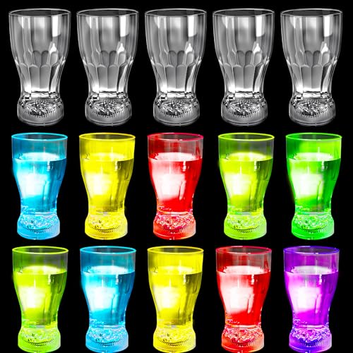 Faytark 15 Pack Flash Light Up Cups 12.5 oz Liquid Activated Flashing Plastic Drinking Cups Glow Party Cup for Bar Club Birthday Wedding Party by Faytark - Used condition - US$31.08