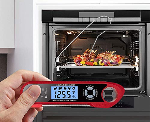 Termômetro de carne com função de alarme para cozinhar, churrasco, defumador e grelha (Preto)