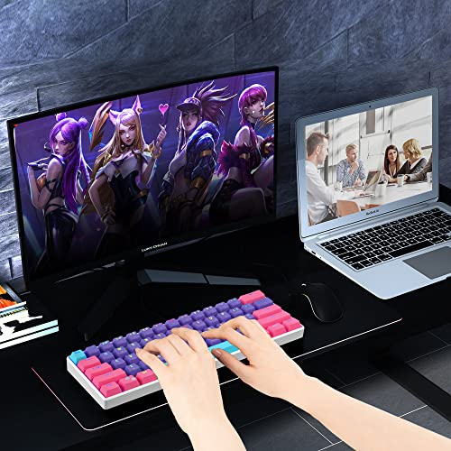 Mosptnspg Protable 60% Percent Gaming Keyboard Mechanical, Mini Compact RGB Backlit 61 Keys Wired Office Keyboard with red Switch for Mac/Win (Purple/red Switch) - Thumbnail 7