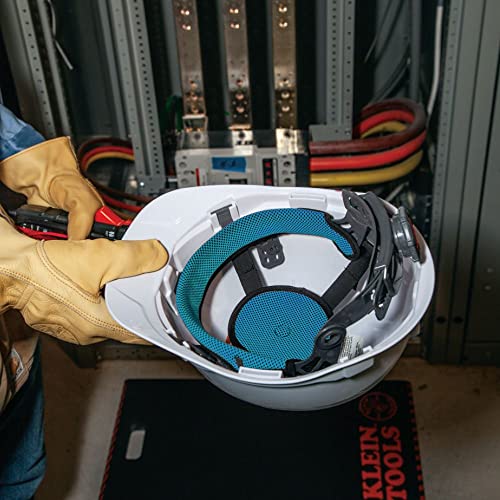 Klein Tools 80084 Hard Hat And Accessories Kit, Vented Full Brim Hard Hat, Headlamp, Sweat Band, Top Pad And Tinted Safety Glasses, 5-Piece #TOP6