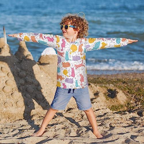 Image of CaTaKu Boys Swim Shirt Long Sleeve Rash Guard for Boys Toddler Rashguard Water Sun Shirt UPF+ 50 Swimwear