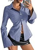 chemisier femme rayé bleu Contenu : 1 chemise rayée à manches longues. Les chemises à rayures à manches longues pour femme peuvent être offertes comme un cadeau pratique à la famille et aux amis, ajoutant un vêtement tendance pour femme à leur garde-robe