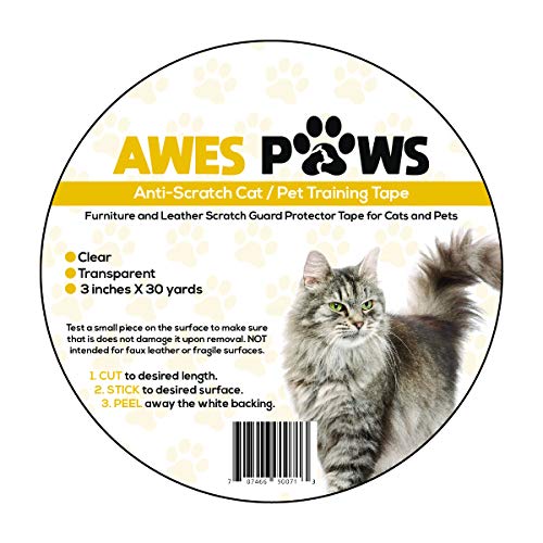 Awes Paws 3 inch x 30 Yard Extra Sticky Anti-Scratch Training Tape, Furniture Scratch Prevention Tape, Multi-Purpose for use on School and Work Projects
