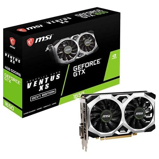 MSI Gaming GeForce GTX 1650 128-Bit HDMI/DP/DVI 4GB GDRR6 HDCP Support DirectX 12 VR Ready OC Graphics Card (GTX 1650 D6 Ventus XS OCV1) (Renewed)