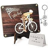 Mason Life Geldgeschenk Fahrrad Holz, Fahrrad Geldgeschenkbox mit Schlüsselanhänger, Geldgeschenk Jugendweihe, Abitur & Abschlussgeschenk, personalisierbares Holzschild mit Ständer