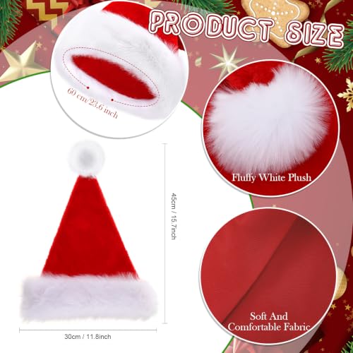 Image of Vicenpal 20 Pcs Santa Hats Bulk for Adults, Red and Blue, Classic