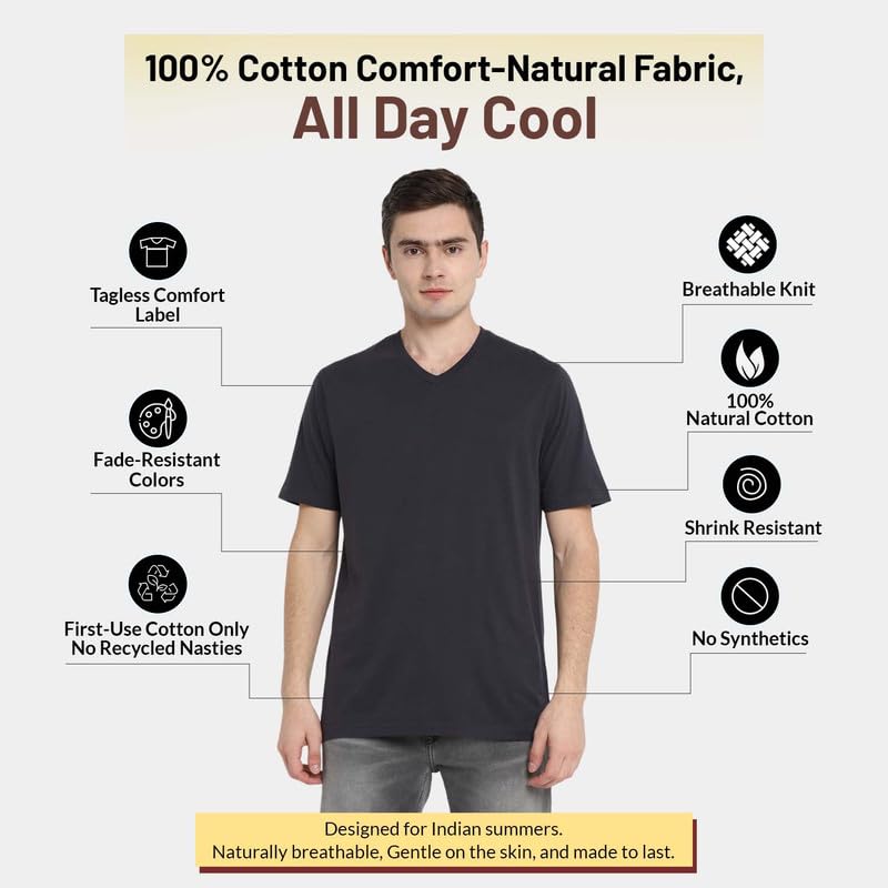 Image of Aventura Outfitters Men's V Neck 100% Cotton Regular Fit T-Shirt (Pack of 4)