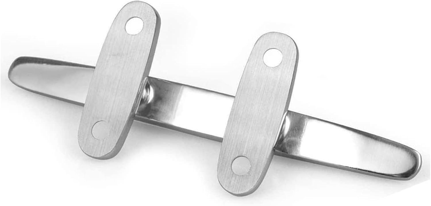 2PCS Boat Cleat Open Base Boat Cleat,4 Inch Dock Cleat Mooring Rope Cleat Stainless Steel Yacht Kayak Accessories, silver