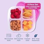 Bentgo Easyboxes 4-Compartment Snack Containers - 8-Piece Set with 4 Trays & 4 Custom-Fit Lids to Seal in Freshness - Reusable Food Storage & Meal Prep Bento BPA-Free Containers (Brights)