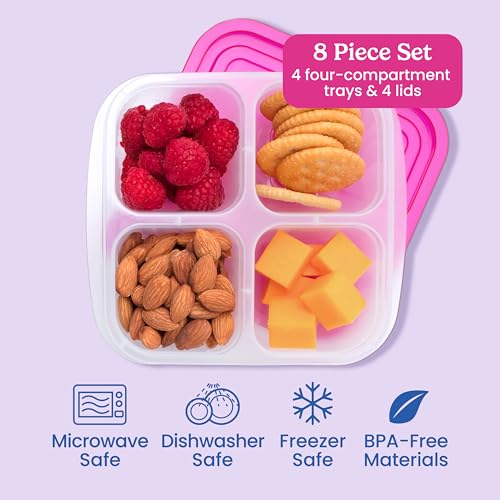 Bentgo BEBSNK-BR Easyboxes 4-Compartment Snack Containers - 8-Piece Set With 4 Trays & 4 Custom-Fit Lids To Seal In Freshness - Reusable Food Storage & Meal Prep Bento Bpa-Free Containers thumb #2