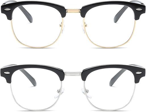 Fashion Vintage Classic Semi-Rimless Half Frame Clear Lens Glasses