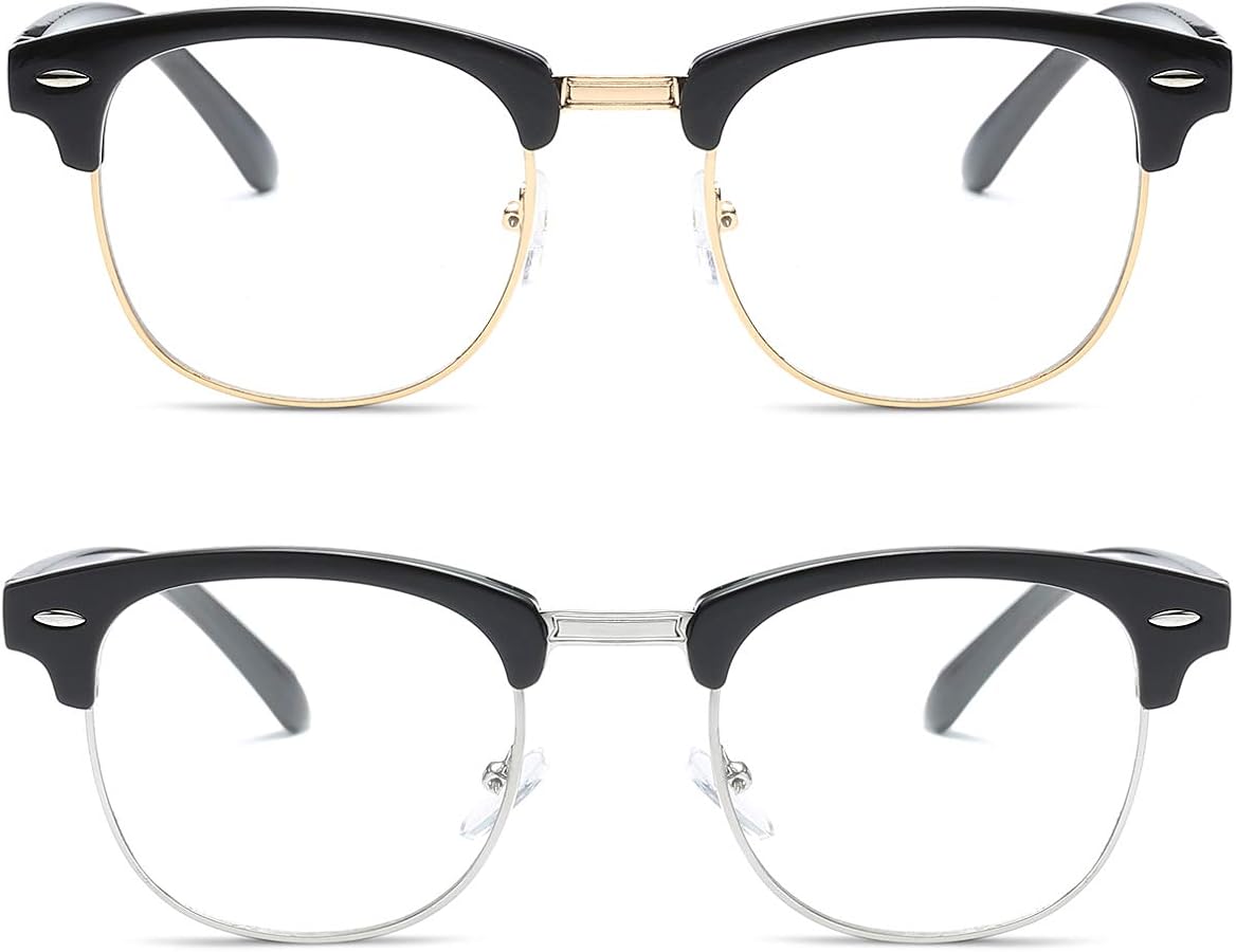 Half Frame Semicircle Metal Glasses, Retro Unisex, For Daily, Street, Va Ultralight Retro Metal Readers | Semi-Rimless main image 4