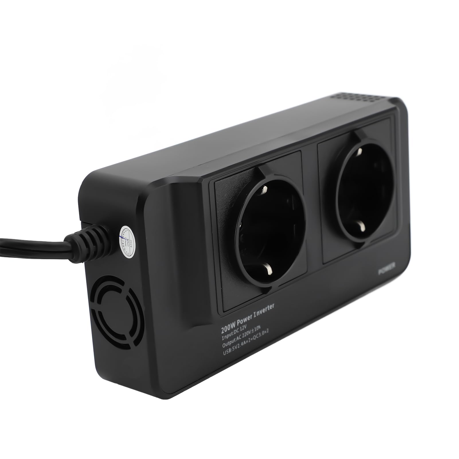 Convertidor de Corriente para Coche de 200W, Inversor Portátil con 4 Salidas Dobles de Puertos USB, Entrada DC12v (220V Enchufe de la UE)
