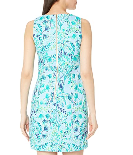 Lilly Pulitzer Mila Stretch Shift Frenchie Blue Mosaic Shells Engineered Woven Dress 8 #TOP1