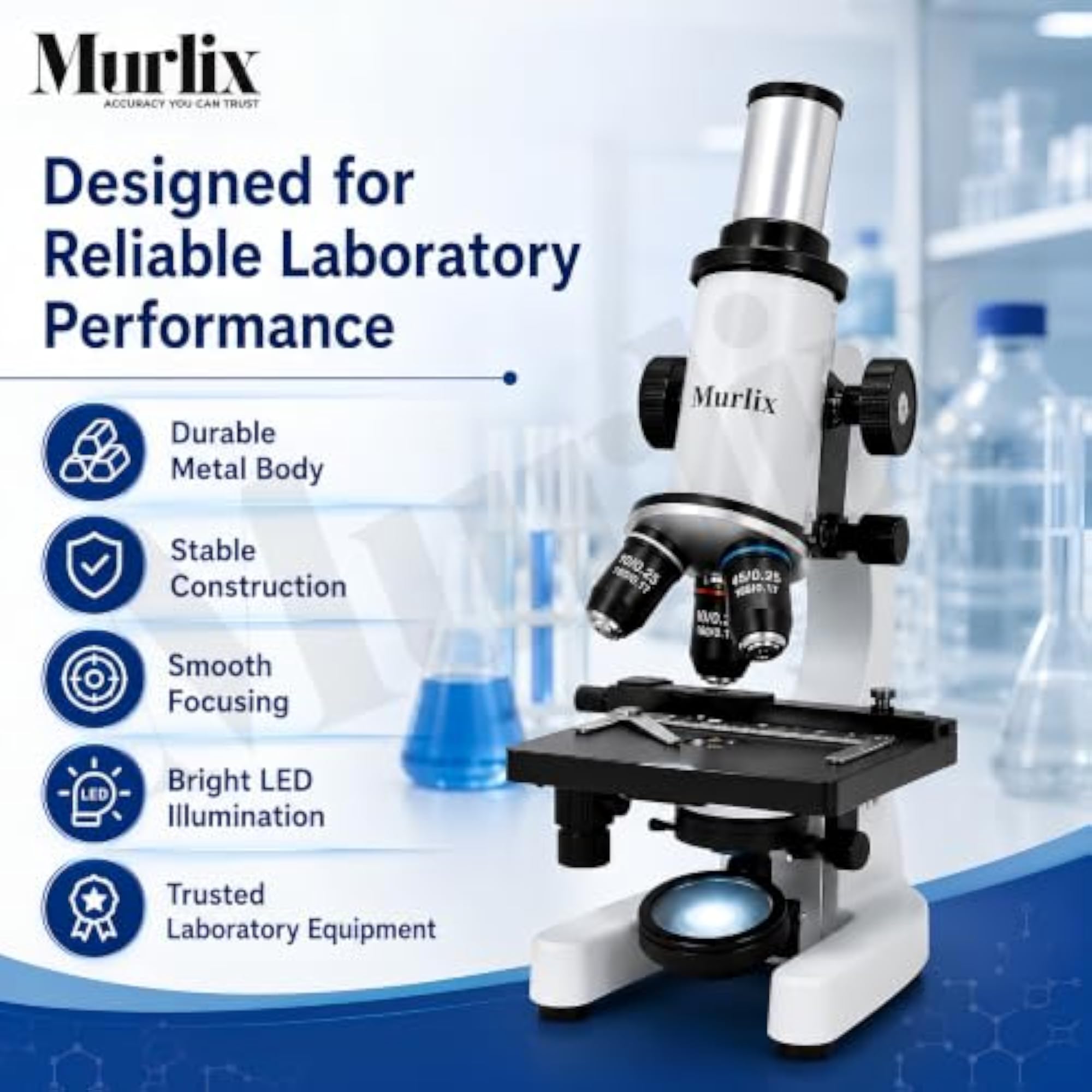1500X Monocular Compound Microscope with LED Light