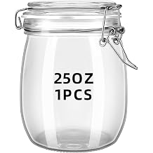 1Pc Glass Jars With Airtight Lids Wide Mouth Food Storage Canisters Leakproof Sealed Jar Containers With Clamp Lids For Coffee,Sugar, Spices,Snacks, Pickles,Cereal,Tea Bags 1, clear, 25oz