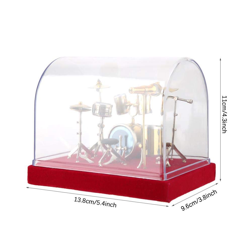 Drum Set Decorazioni da tavolo, Miniatura, Rame, Esecuzione squisita, Decorazione per sala da musica/Negozio di musica/Casa/Scuola/Reception, Regalo per compleanno per bambini, 2 dimensioni(14cm)