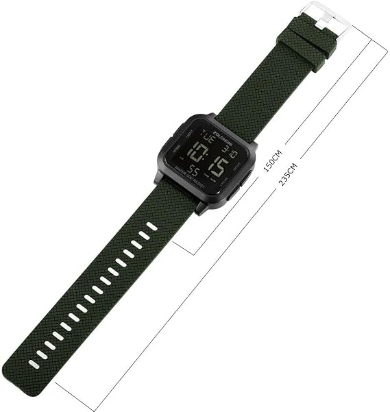 Square Men's Digital Watch Big Numbers Dial Large Face Waterproof LED Watches with Alarm Date Stopwatch