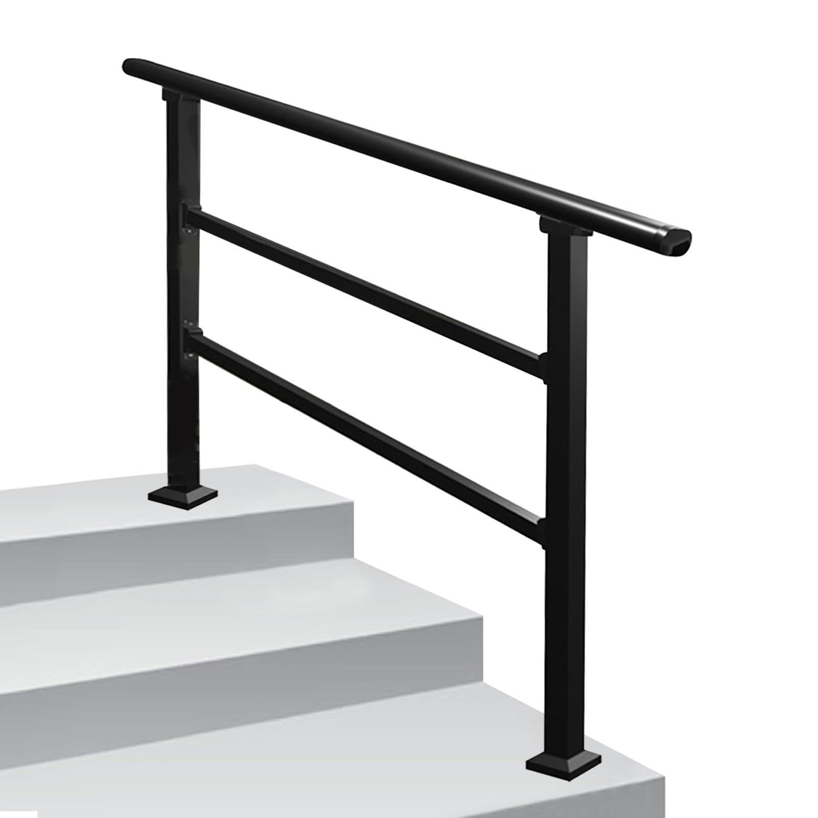 Jksyff A Handrails For Outdoor Steps, Transitional Handrail Fits 2 To 3 Steps Safety Grab Bar, Floor Mounted Djustable Non-Slip Guardrail For Garden Balconies(,120Cm/47Inch)