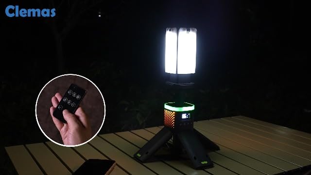 Clemas 텔레스코픽 캠핑 조명, 리모컨 및 RGB 포함, 14000mAh 충전식 캠핑 랜턴, 휴대용 텐트 조명, 6000LM 작업 조명, 조도 조절 가능한 램프, 139.7cm(55인치), IPX5 방수, 실외, 정전, 비상용 — 사진 7
