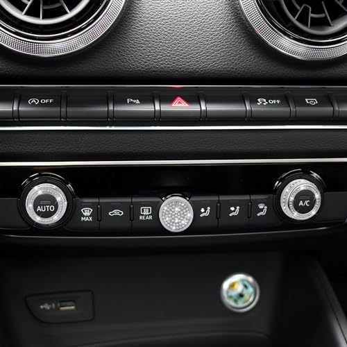 TOMALL Bling Air Conditioner Button Cover Compatible with Audi A3 S3 Q3 Q2 SQ2 AC Climate Control Switch Knob Diamond Cover Ring Trim Center Console Air Conditioning Knob Button Cover Trim Decorations by TOMALL - Image 5