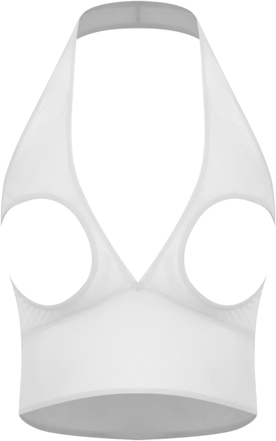 TiaoBug Womens Sexy Mesh Bralette Sheer See-through Cupless Lingerie Bra Vest Halter Crop Tank Tops