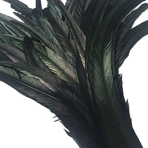 Shekyeon 12-14inch Rooster Tail Feather Used Hats Costume Decoration Pack of 50(Black) Cover