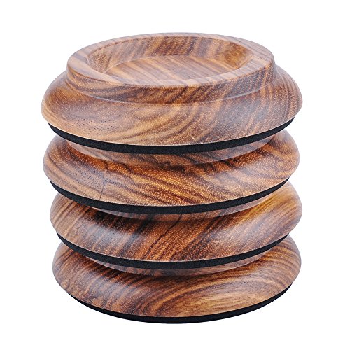 KingPoint Lot de 4 coupelles en bois dur - Tampons de protection pour pieds de meuble Bois de zèbre. – vue 2